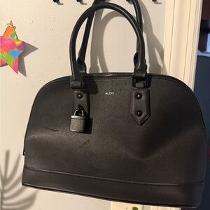 ALDO Black Dome Satchel with Padlock Accent